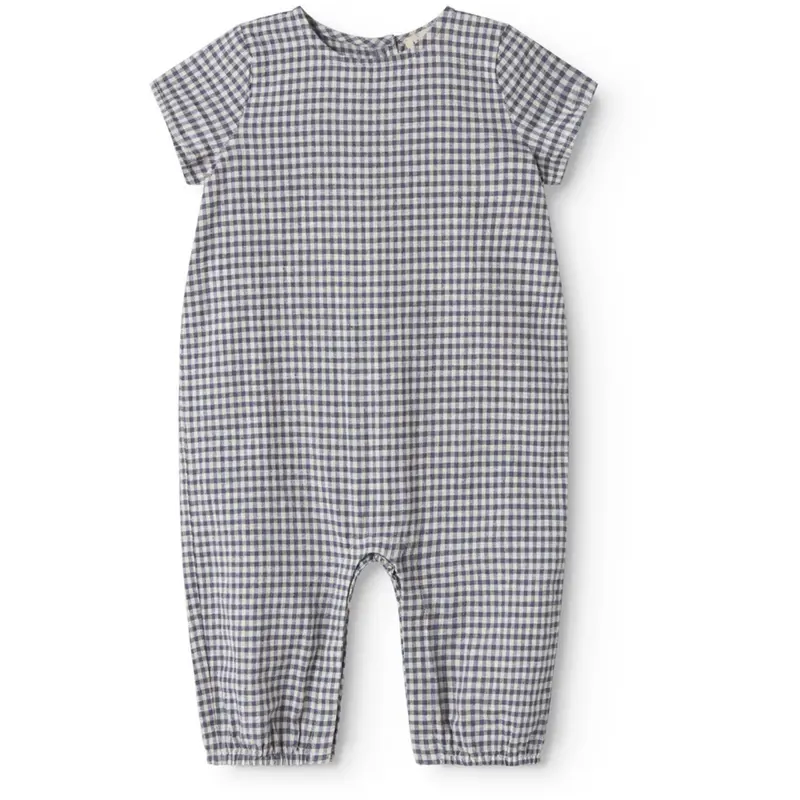 Marmar Cotton Linen Marine Check Rovento Romper 1