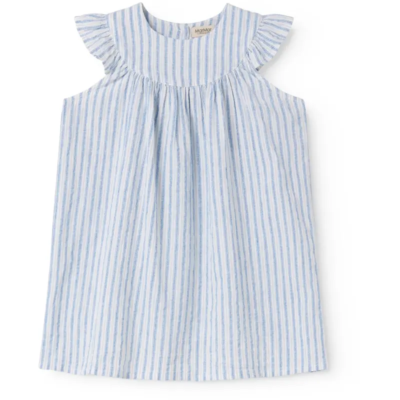 Marmar Cotton Linen Surf Blue Stripe Dhana Dress 1