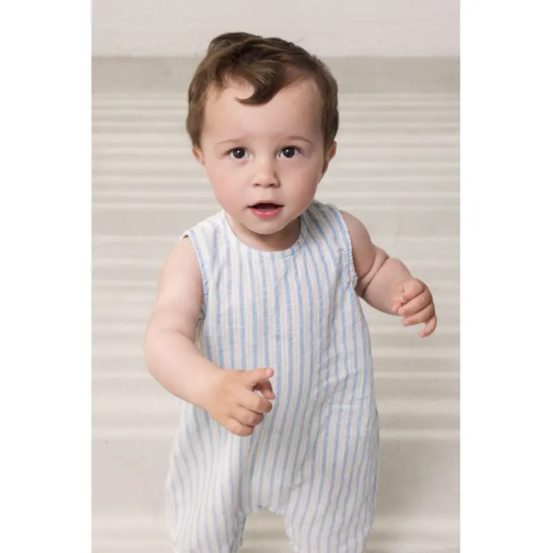 Marmar Cotton Linen Surf Blue Stripe Roventa S Romper 2
