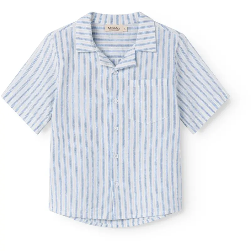 Marmar Cotton Linen Surf Blue Stripe Tage Shirt 1