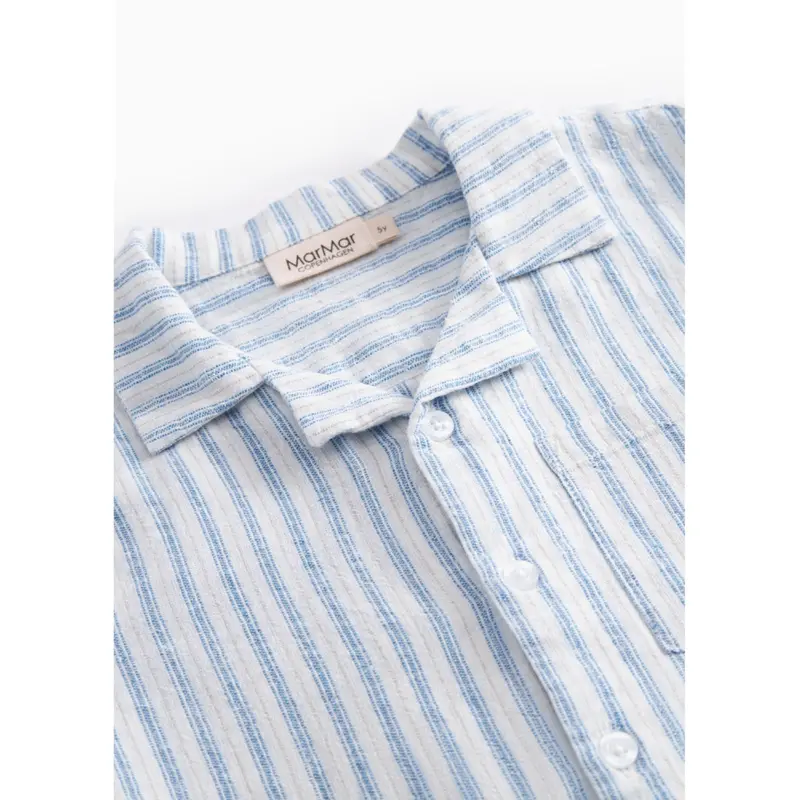 Marmar Cotton Linen Surf Blue Stripe Tage Shirt 3