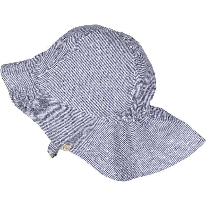 Marmar Fine Cotton Navy Stripe Alba Baby Long Summer Hat 1