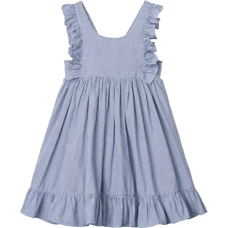 Marmar Fine Cotton Navy Stripe Danita Frill Dress 1