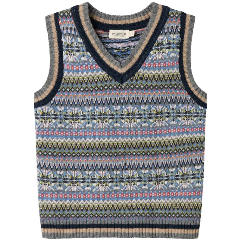Marmar Light Cotton Wool Fair Isle Fair Isle Taj Knitted Vest 1