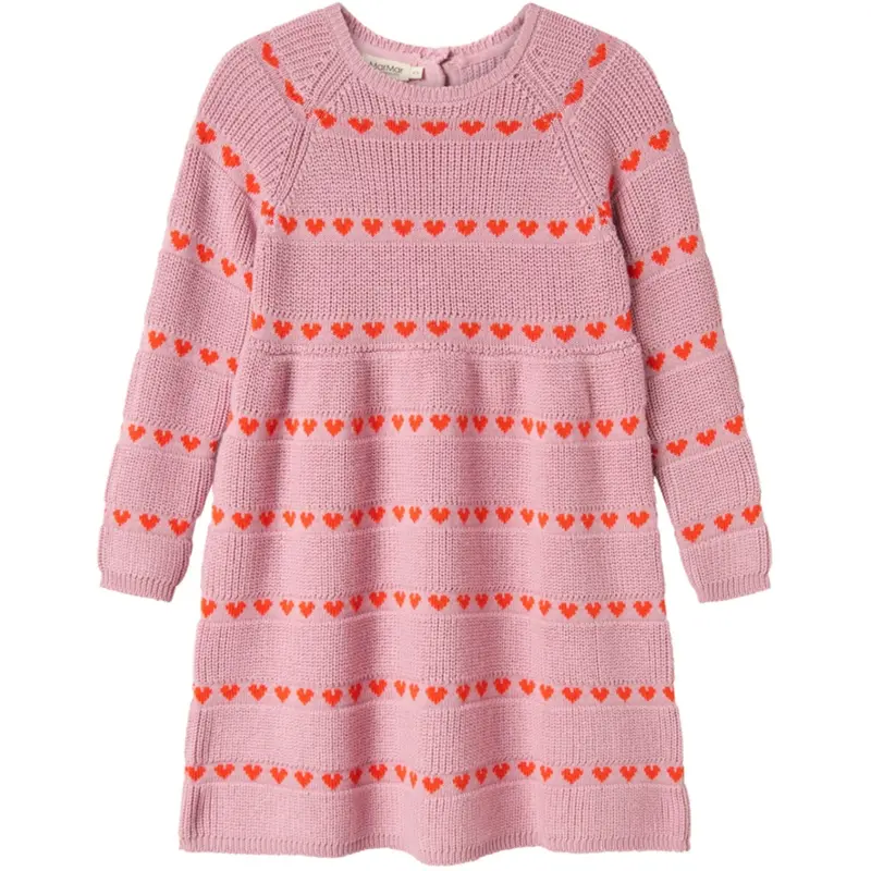 Marmar Light Cotton Wool Pattern Soft Berry Hearts Daso Knit Dress 1