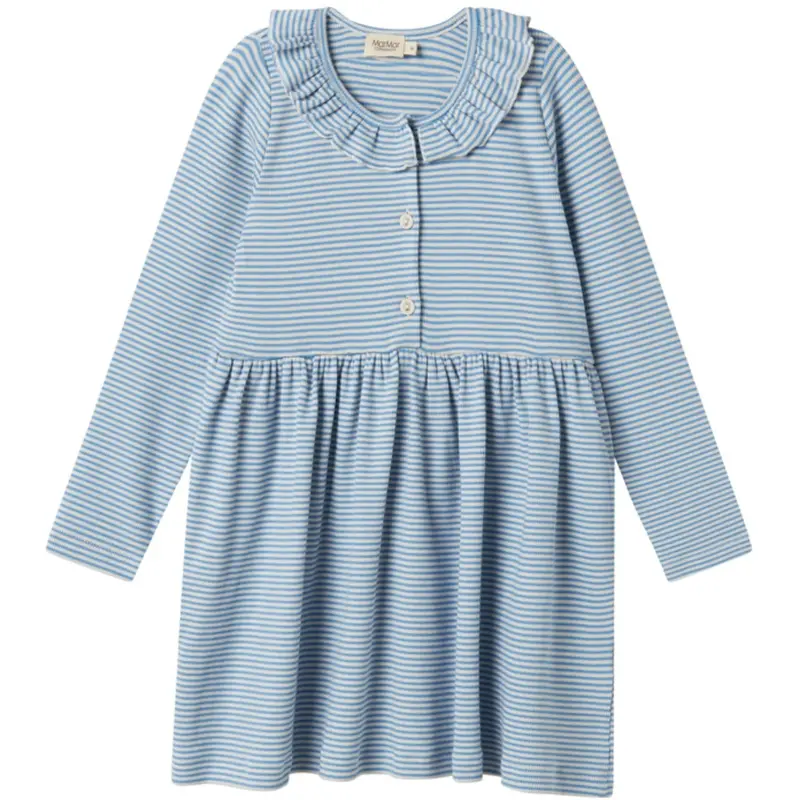 Marmar Modal Fine Rib Blue Stripe Dama Ls Dress 1