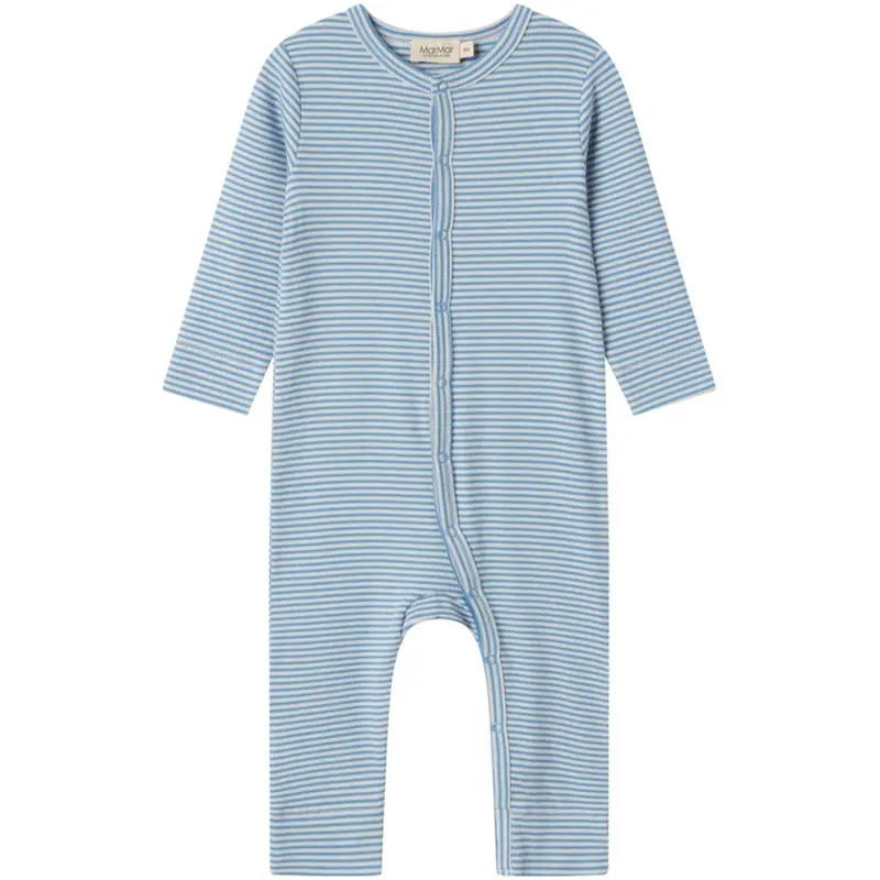 Marmar Modal Fine Rib Blue Stripe Ruka Onesies 1