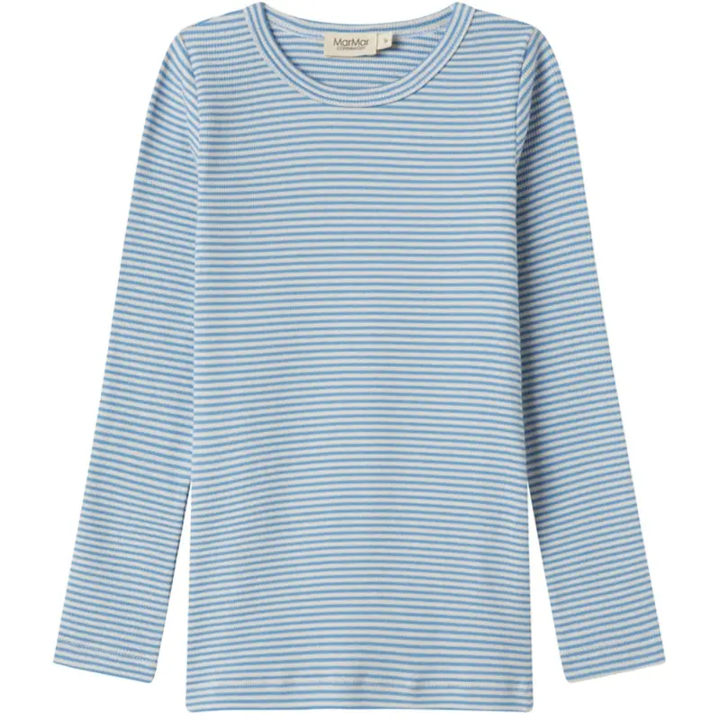 Marmar Modal Fine Rib Blue Stripe Tani Blouse 1