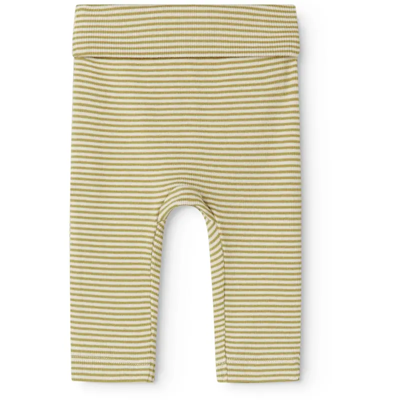 Marmar Newborn Modal Fine Rib Olive Stripe Piva Pants 1