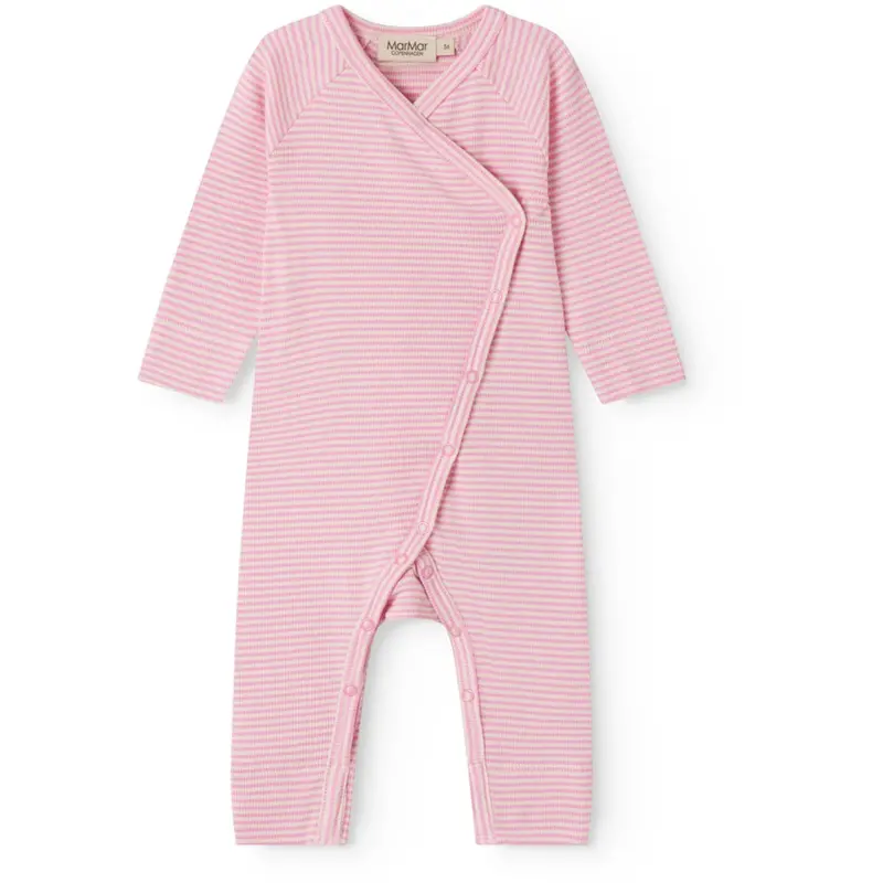 Marmar Newborn Modal Fine Rib Pink Stripe Rikke Onesie 1