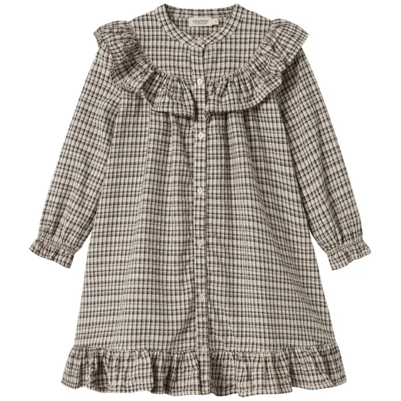 Marmar Seersucker Check Pilot Navy Check Dalina Dress 1