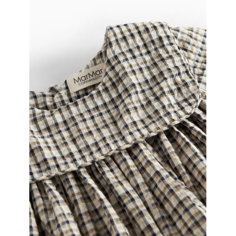 Marmar Seersucker Check Pilot Navy Check Dulle Dress 3