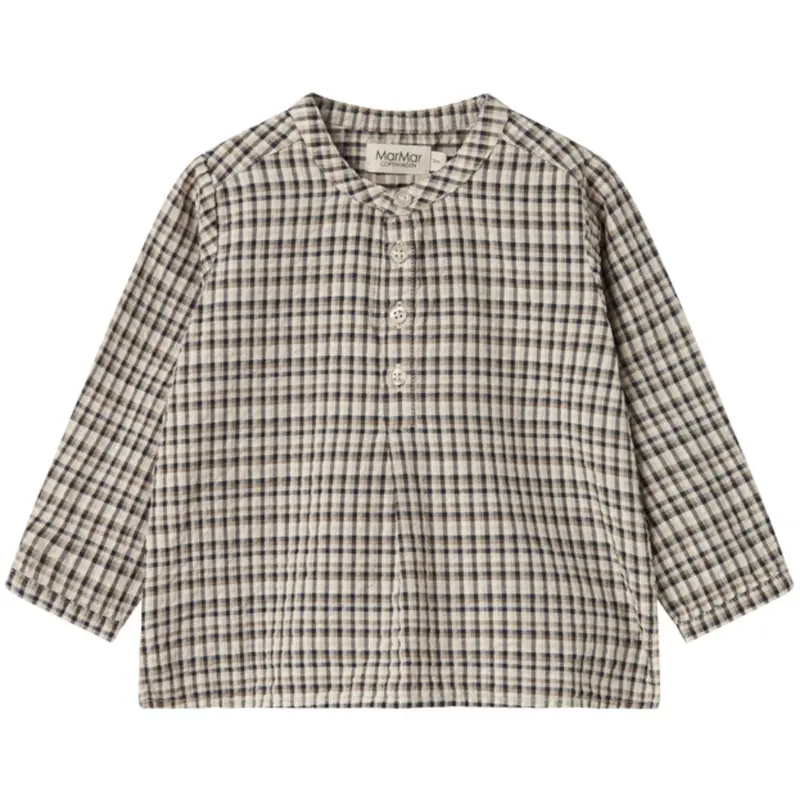 Marmar Seersucker Check Pilot Navy Check Totoro Shirt 1
