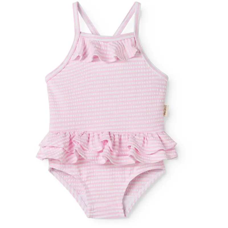 Marmar Seersucker Swim Pink Stripe Swinnie Bathing Suit 1