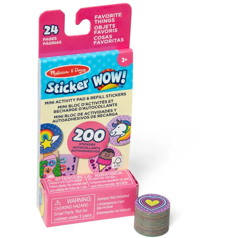 Melissa & Doug Lyserød Sticker Wow! Refill W/ Mini Pad Favorite Things 1