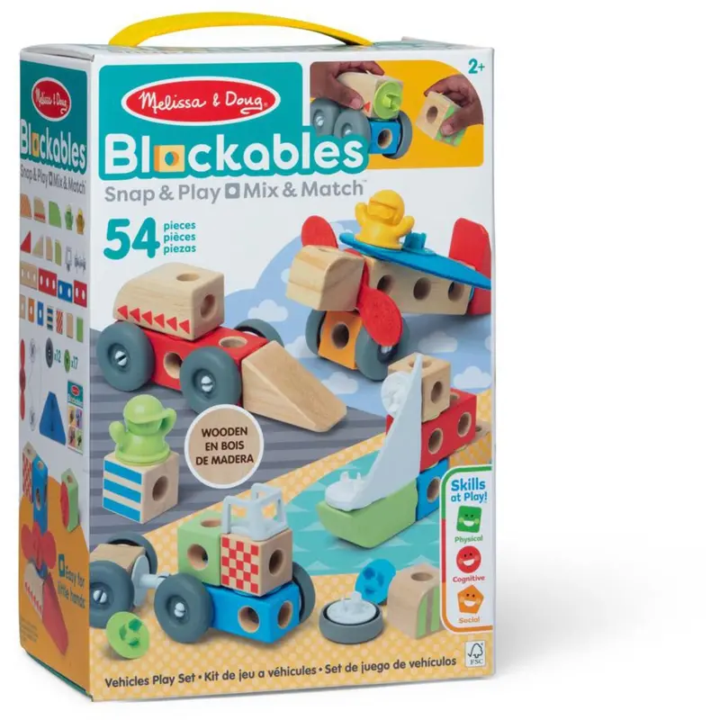 Melissa & Doug Multifarvet Blockables Playset Køretøjer 54Pcs 1