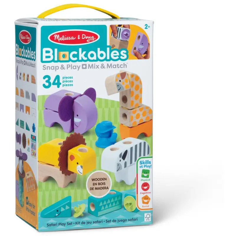 Melissa & Doug Multifarvet Blockables Playset Safari 34Pcs 1