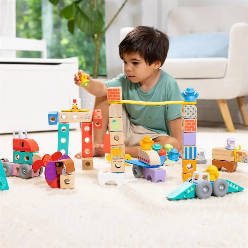 Melissa & Doug Multifarvet Blockables Playset Safari 34Pcs 2
