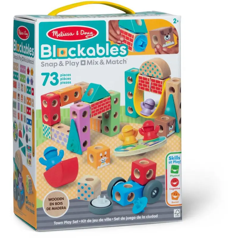 Melissa & Doug Multifarvet Blockables Playset Town 73Pcs 1