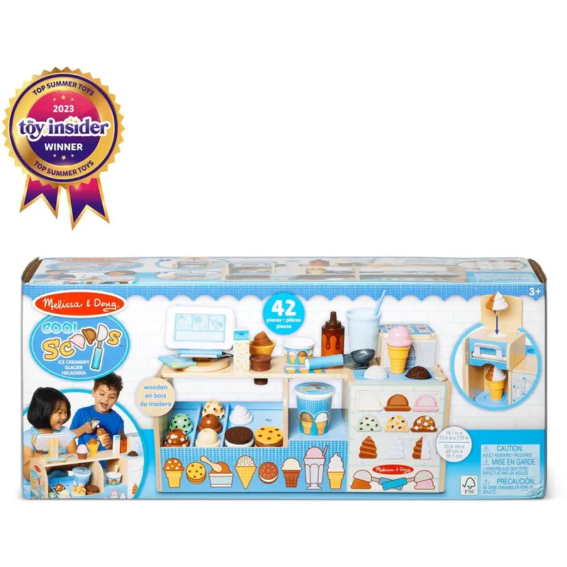Melissa & Doug Multifarvet Cool Scoops Ice Creamery Wooden Counter 1