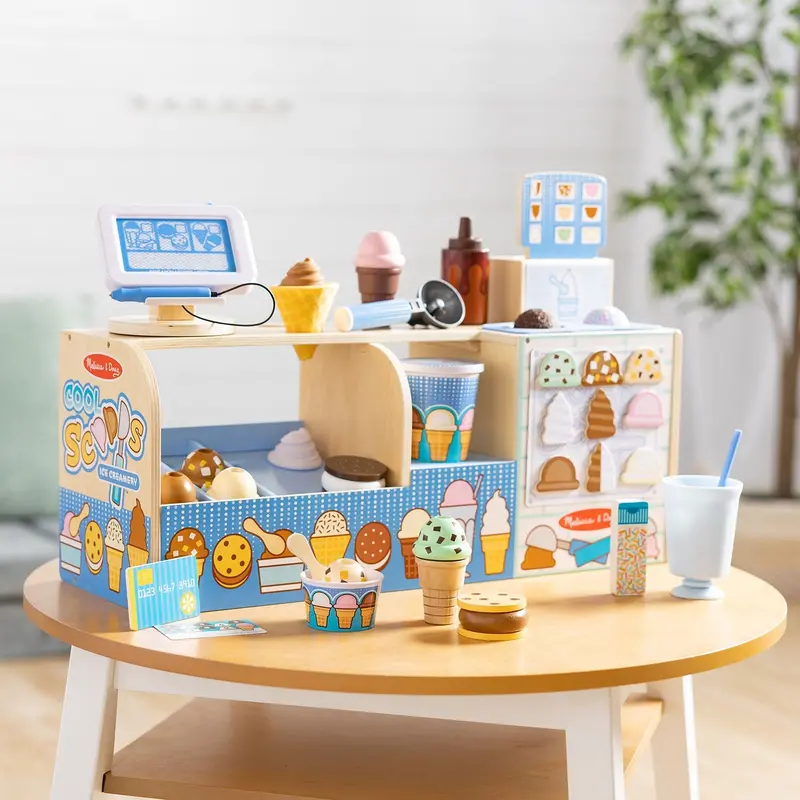 Melissa & Doug Multifarvet Cool Scoops Ice Creamery Wooden Counter 2