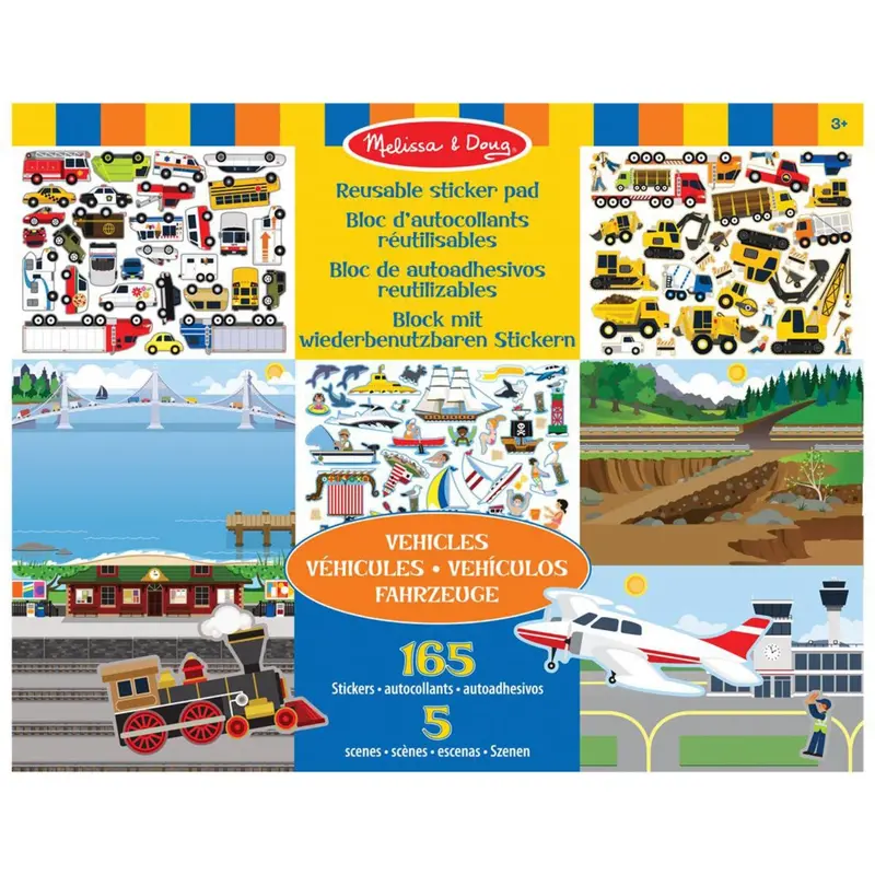 Melissa & Doug Multifarvet Reusable Sticker Pad Køretøjer 1
