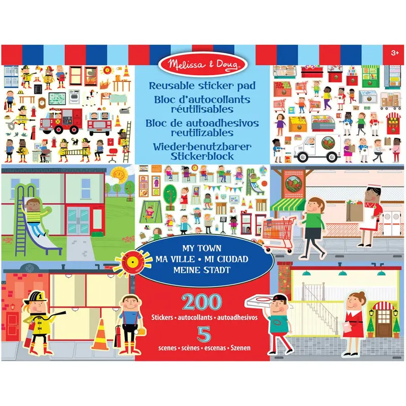 Melissa & Doug Multifarvet Reusable Sticker Pad My Town 1