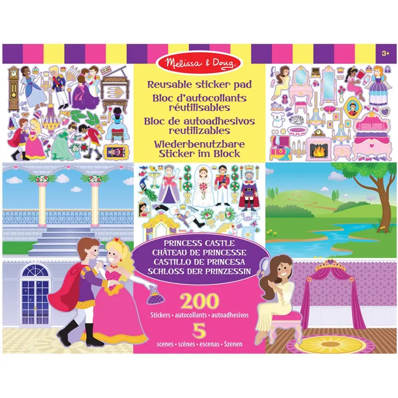Melissa & Doug Multifarvet Reusable Sticker Pad Princess Castle 1