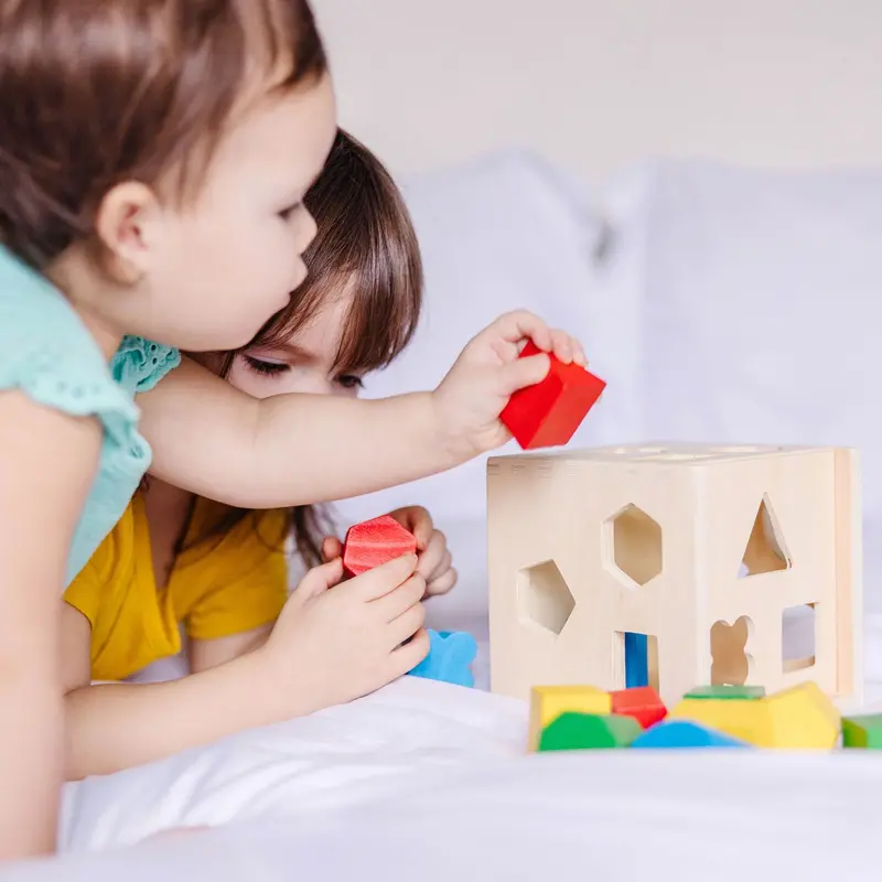 Melissa & Doug Multifarvet Sorteringskasse Kube Wood 2