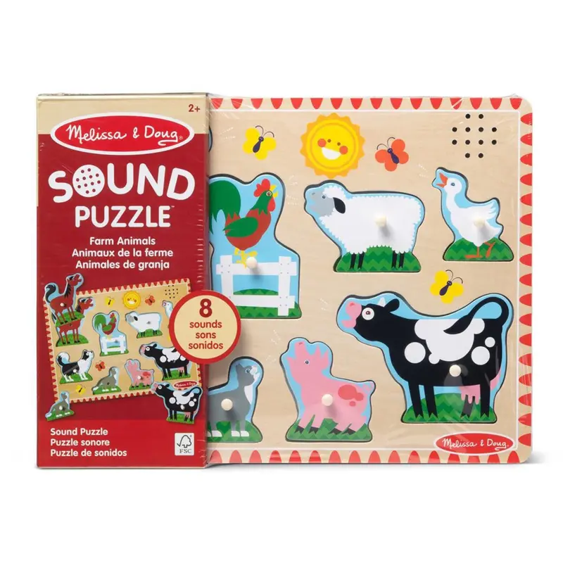 Melissa & Doug Multifarvet Sound Puzzle Farm Animals 1