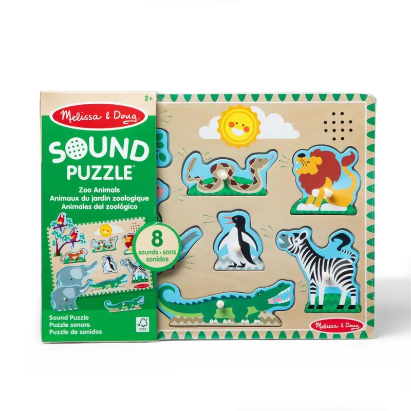 Melissa & Doug Multifarvet Sound Puzzle Zoo Animals 1