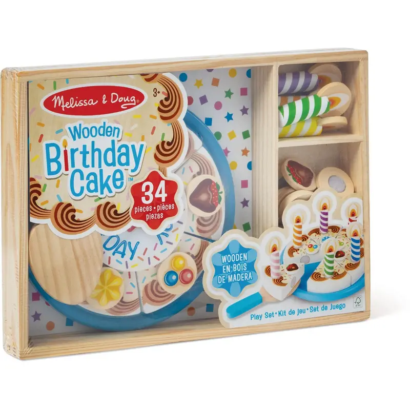 Melissa & Doug Multifarvet Wooden Food Playset Birthday Cake 1
