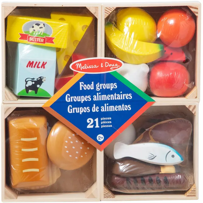 Melissa & Doug Multifarvet Wooden Food Playset Food Groups 1
