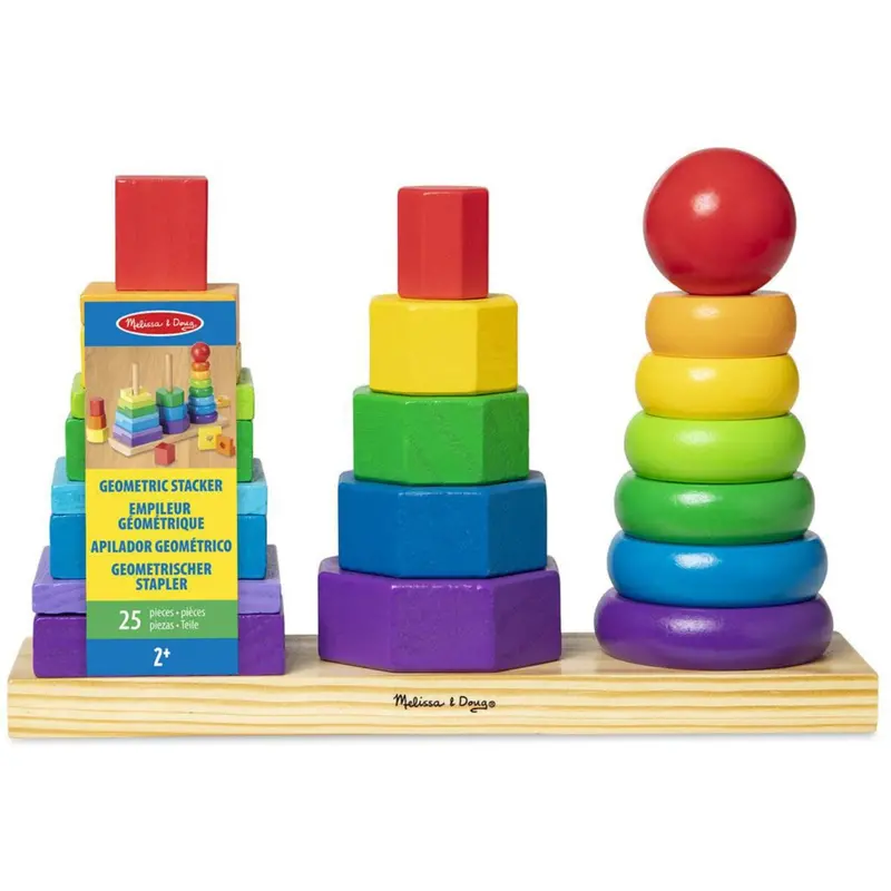 Melissa & Doug Multifarvet Wooden Stacking Toy Geometric 1