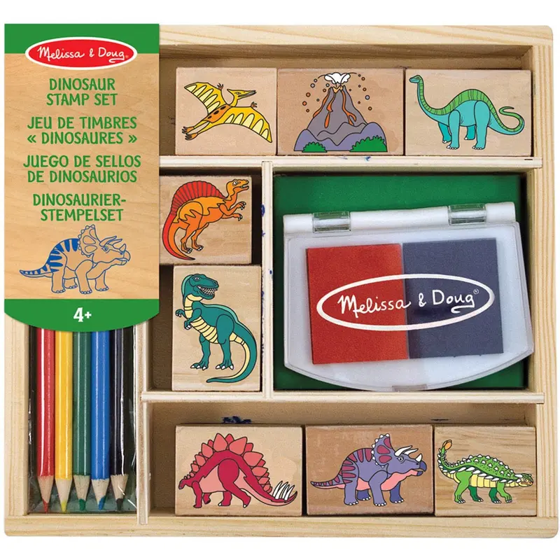 Melissa & Doug Multifarvet Wooden Stamp Set Dinosaur 1