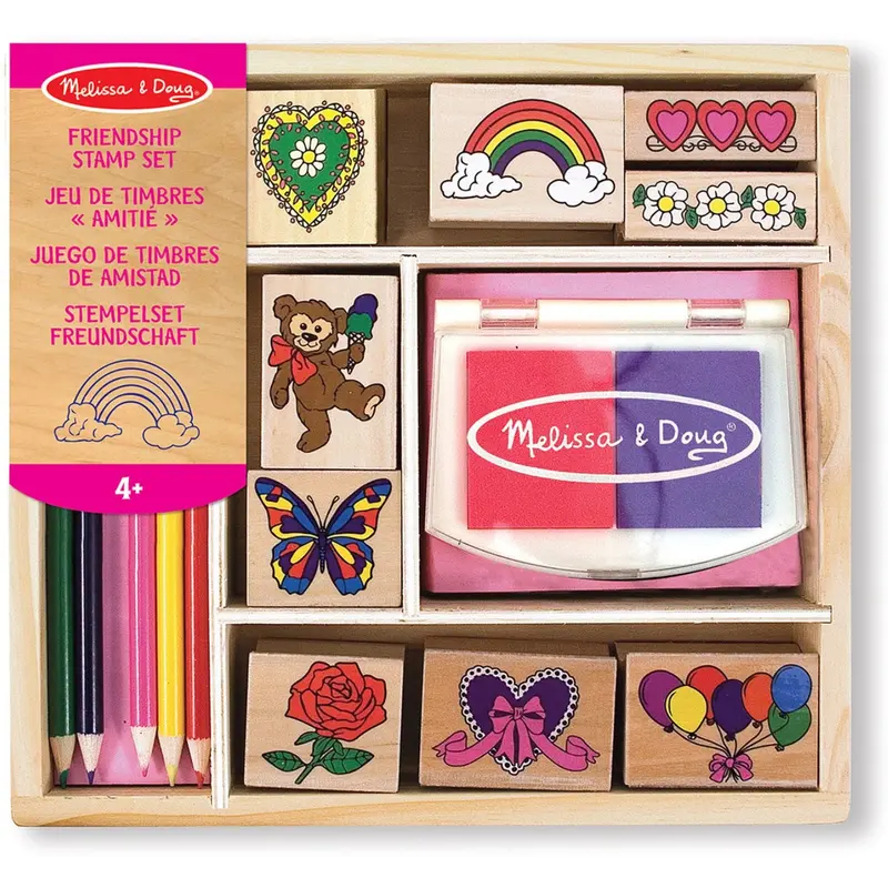 Melissa & Doug Multifarvet Wooden Stamp Set Friendship 1