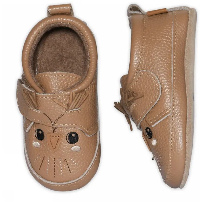 Melton Biscuit Owl Leather Slippers 1