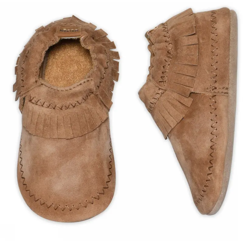 Melton Cognac Moccasin Suede Slippers 1