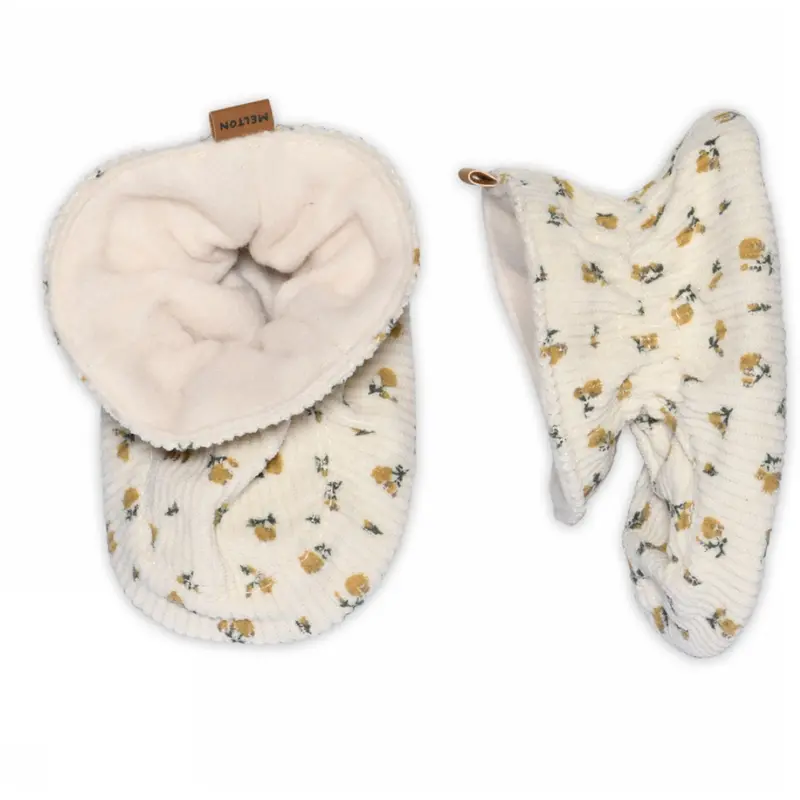 Melton Ecru Floral Textile Slippers 1