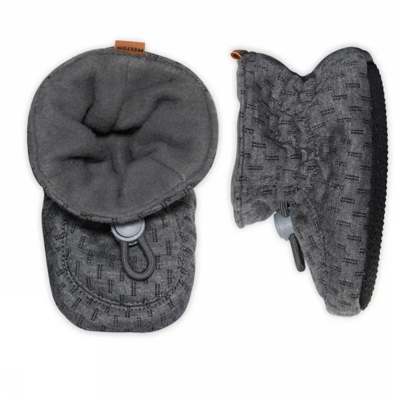 Melton Medium Grey Melange Structure Textile Slippers 1