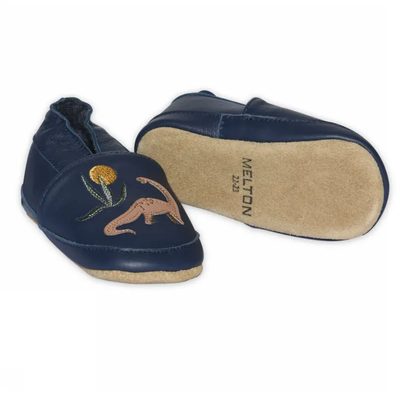 Melton Navy Academy Dinosaur Leather Slippers 1
