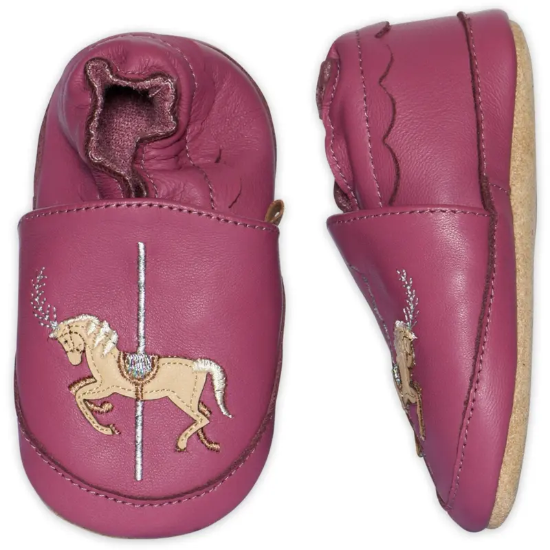 Melton Red Violet Carousel Leather Slippers 1