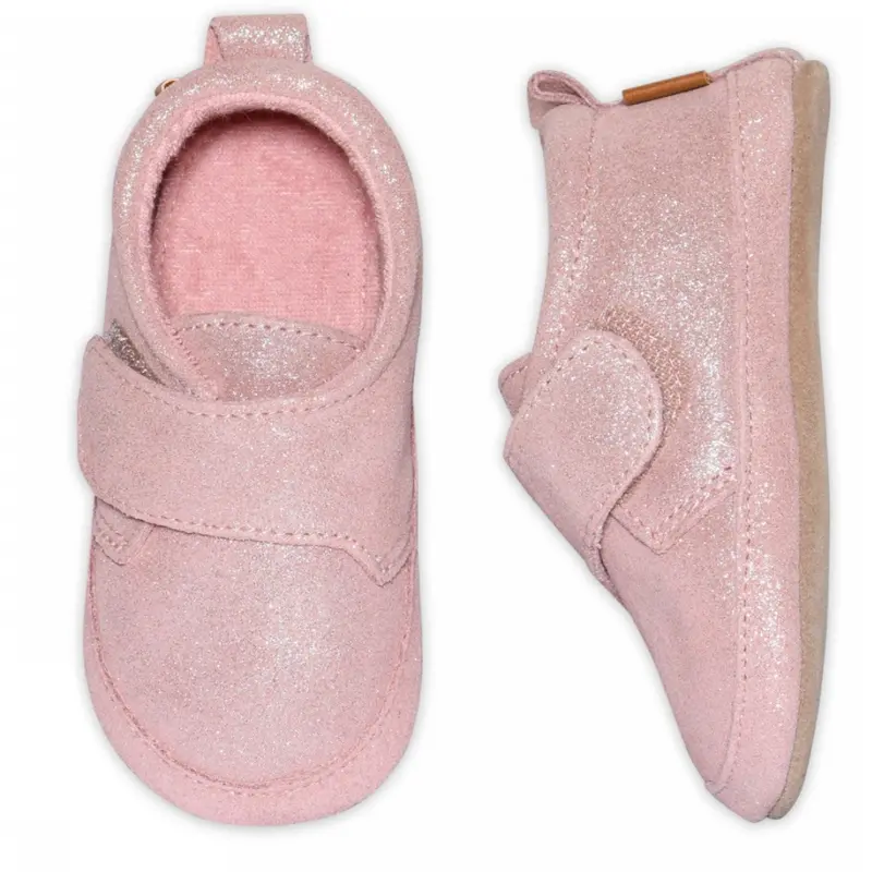 Melton Rose Grey Shimmer Leather Slippers 1