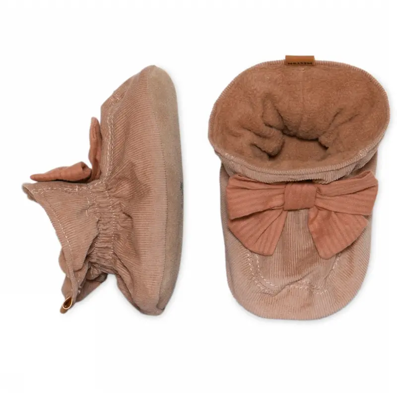 Melton Tawny Brown Bow Textile Slippers 1