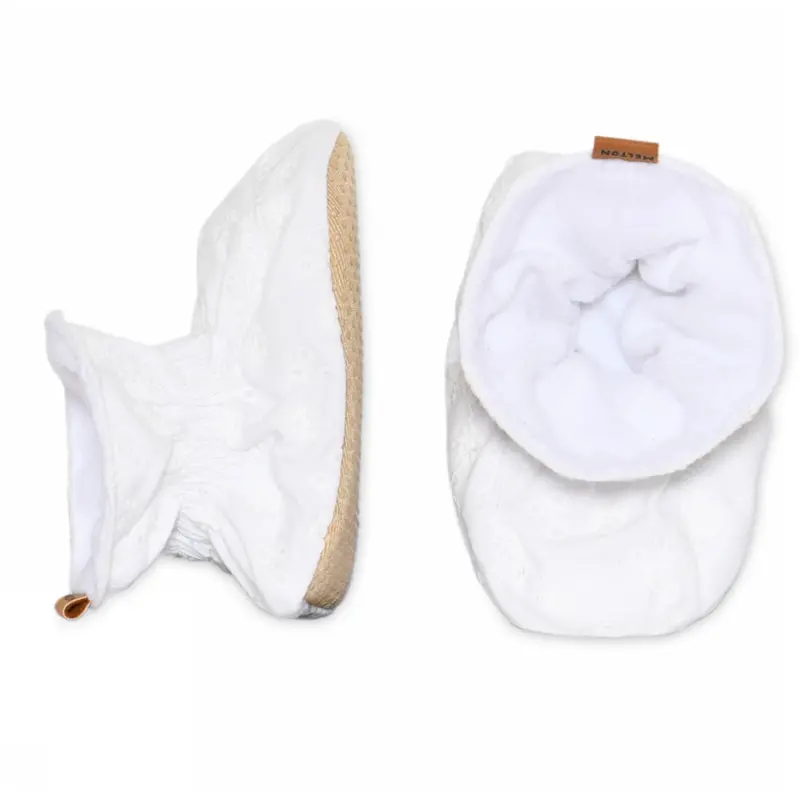 Melton White Lace Textile Slippers 1