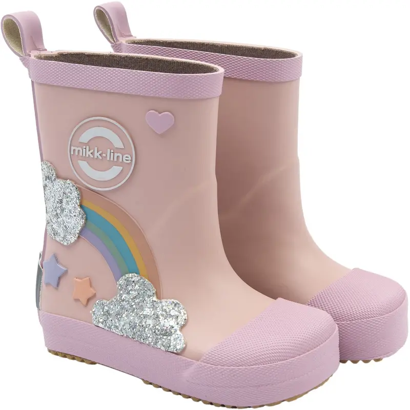 Mikk-Line Adobe Rose Wellies Rainbow Patch Barefoot 1