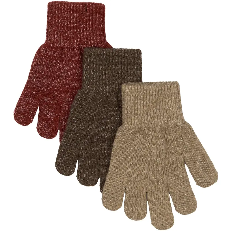 Mikk-Line Apple Butter-Chocolate Chip-Doeskin Magic Gloves 3 Pack With Lurex 1