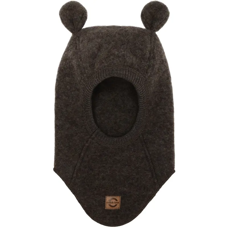 Mikk-Line Dark Brown Melange Wool Balaclava With Ears 1