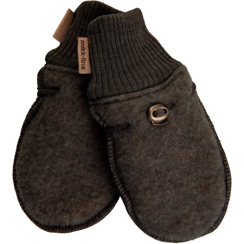 Mikk-Line Dark Brown Melange Wool Mittens 1