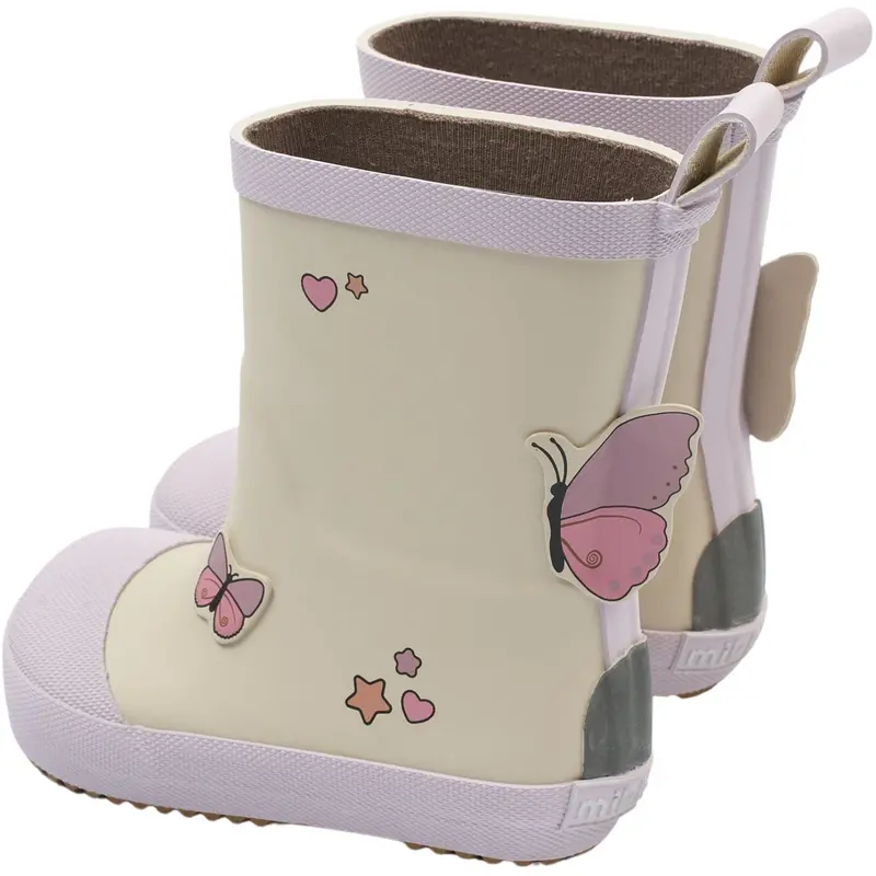Mikk-Line Oyster Gray Wellies Butterfly Barefoot 5